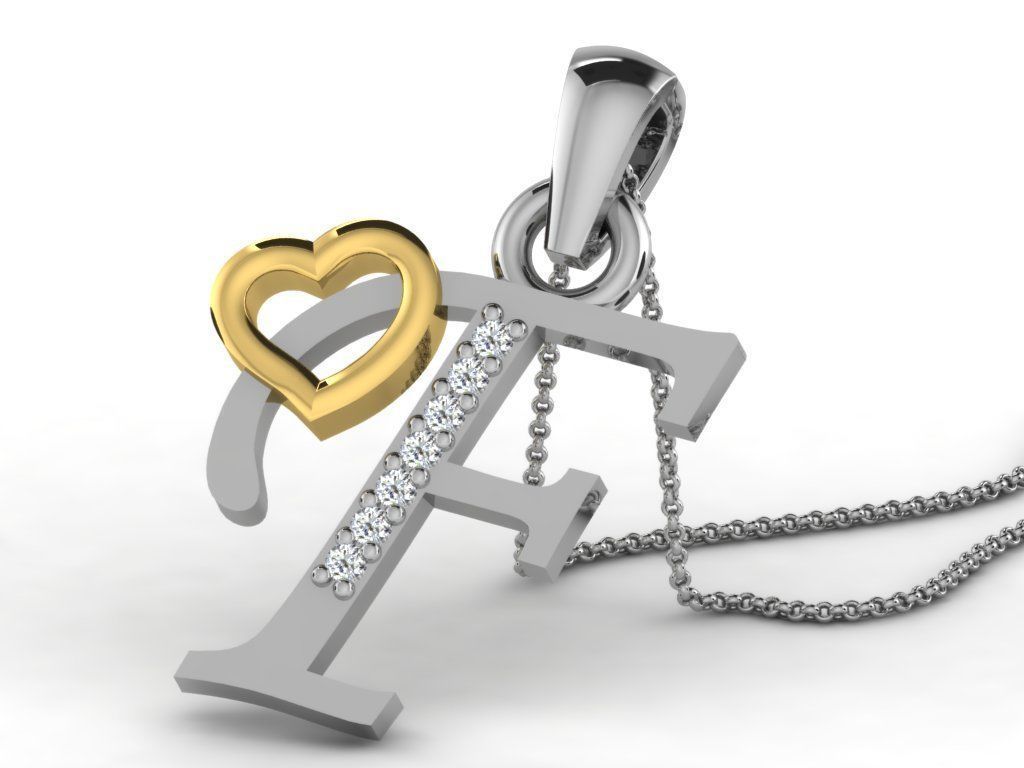 Pendants Collection letter e pendant with diamonds 3D print model_45