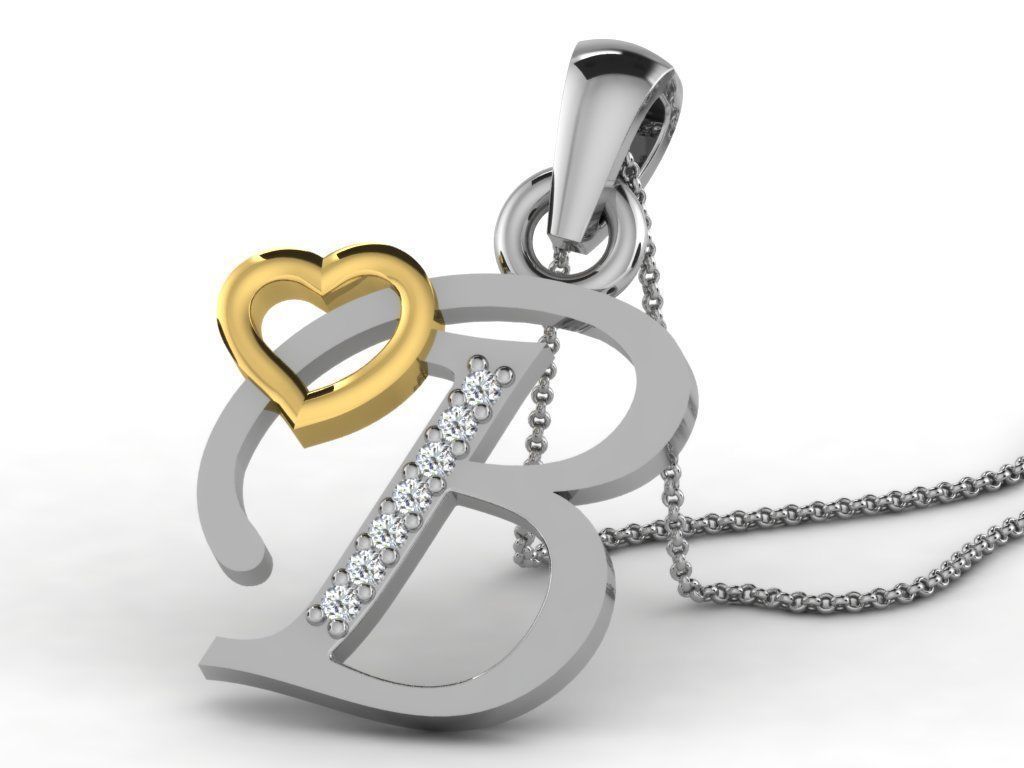 Pendants Collection letter e pendant with diamonds 3D print model_41