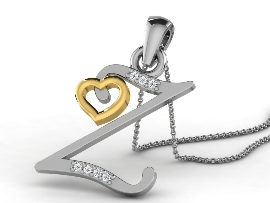Pendants Collection letter e pendant with diamonds 3D print model_62