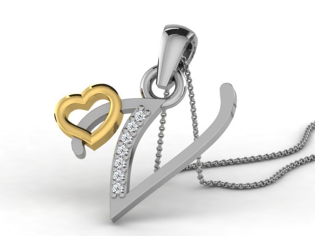 Pendants Collection letter e pendant with diamonds 3D print model_58