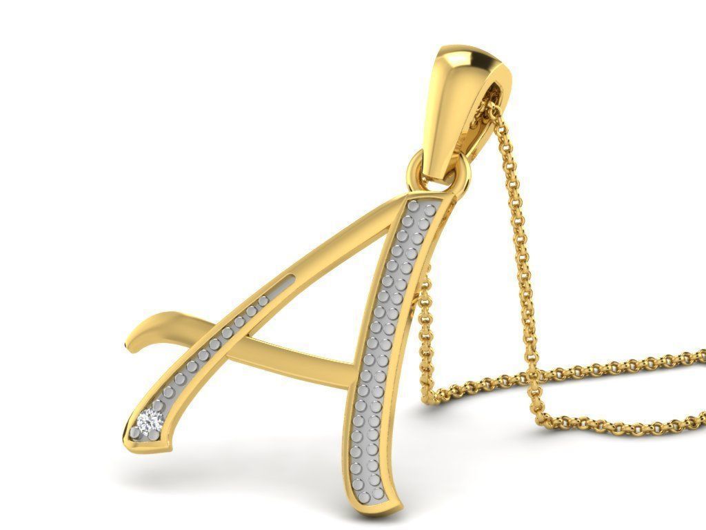 Pendants Collection letter e pendant with diamonds 3D print model_10