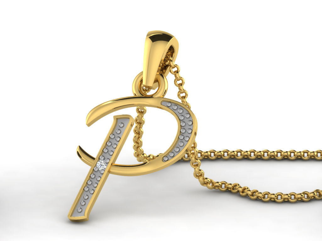 Pendants Collection letter e pendant with diamonds 3D print model_21