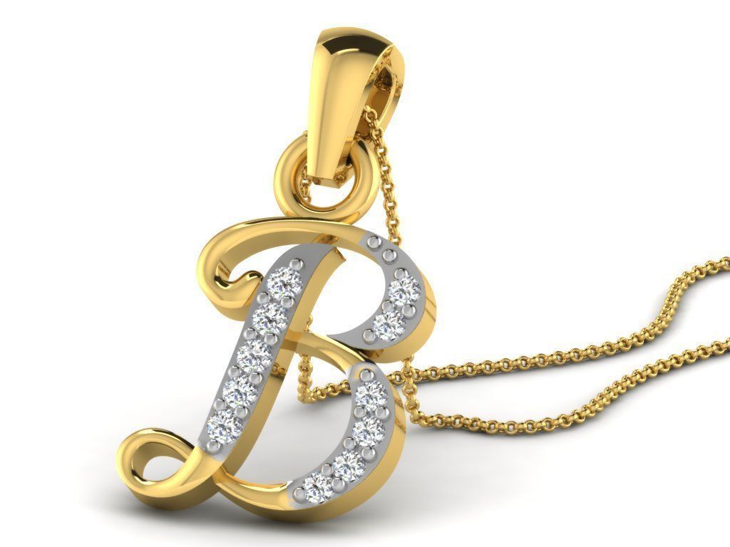 Pendants Collection letter e pendant with diamonds 3D print model_1