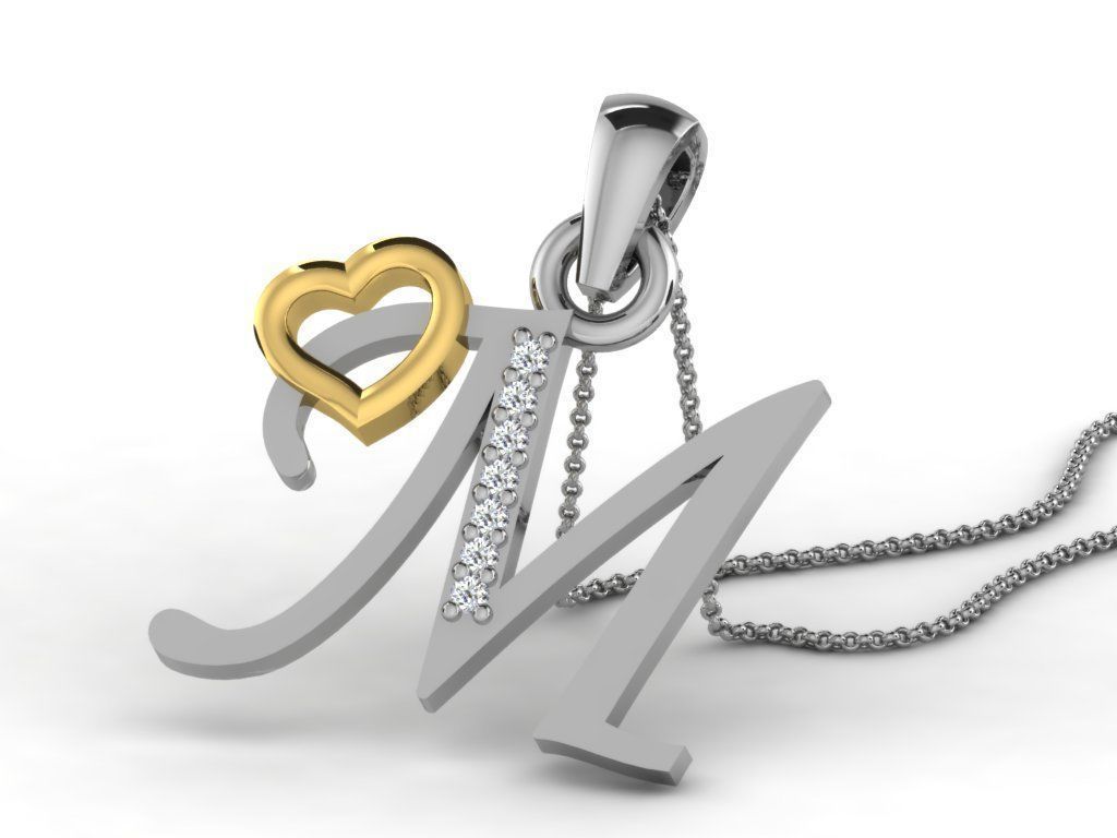 Pendants Collection letter e pendant with diamonds 3D print model_52