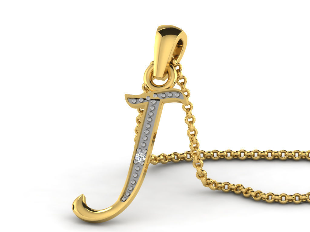 Pendants Collection letter e pendant with diamonds 3D print model_18