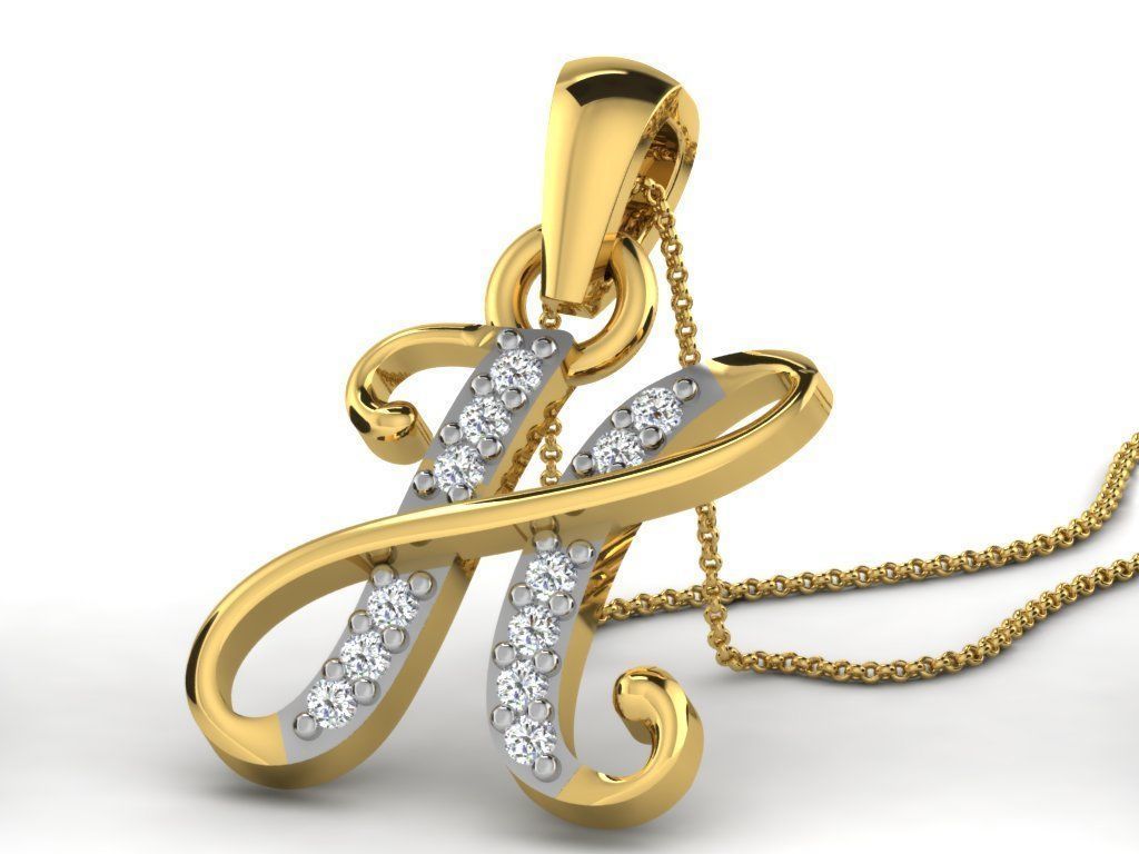 Pendants Collection letter e pendant with diamonds 3D print model_7