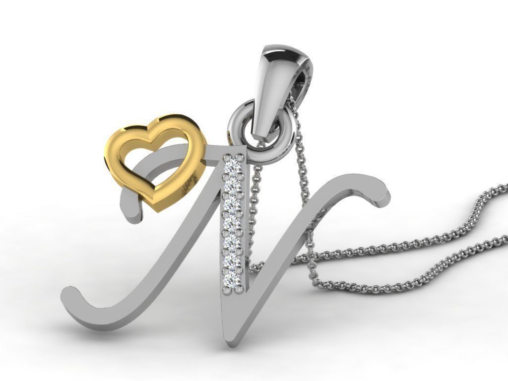 Pendants Collection letter e pendant with diamonds 3D print model_53