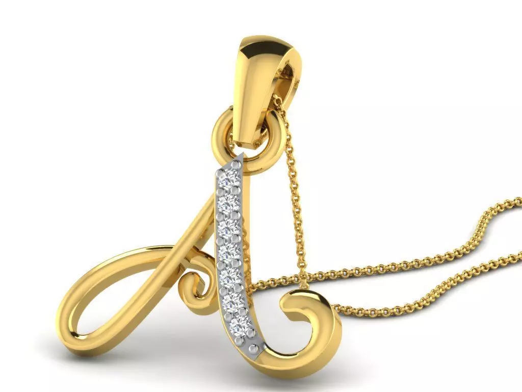 Pendants Collection letter e pendant with diamonds 3D print model_0