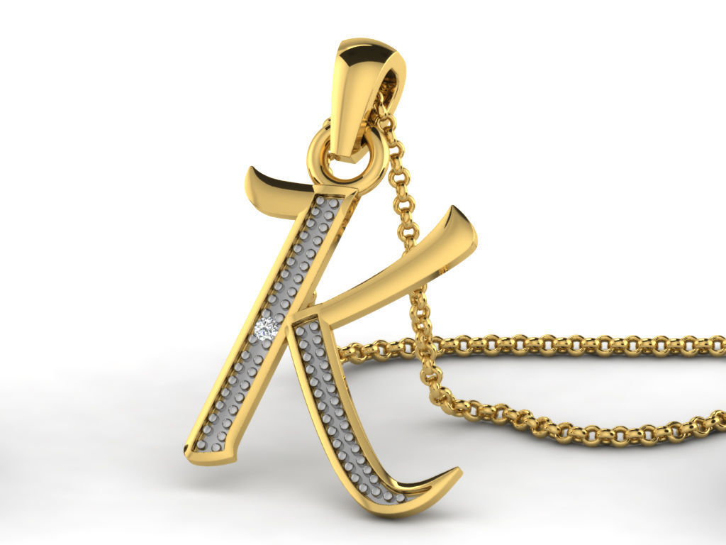 Pendants Collection letter e pendant with diamonds 3D print model_26