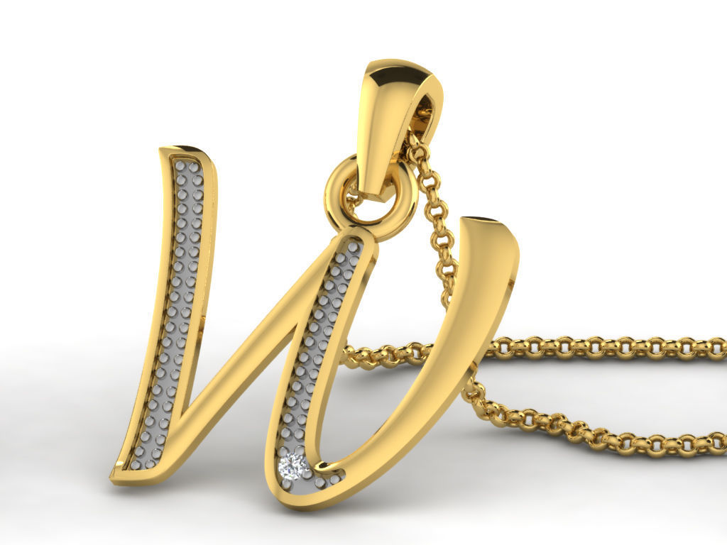Pendants Collection letter e pendant with diamonds 3D print model_32