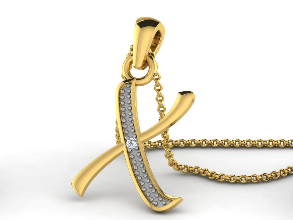 Pendants Collection letter e pendant with diamonds 3D print model_33