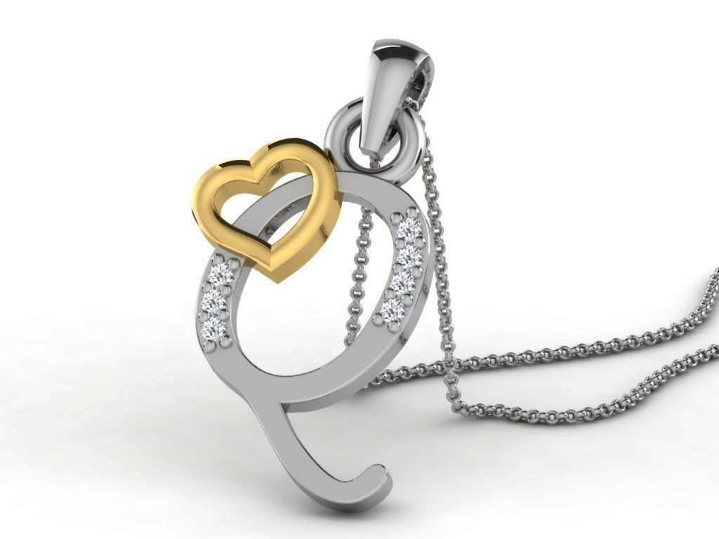 Pendants Collection letter e pendant with diamonds 3D print model_55