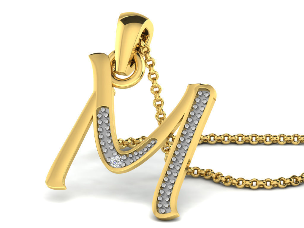 Pendants Collection letter e pendant with diamonds 3D print model_28