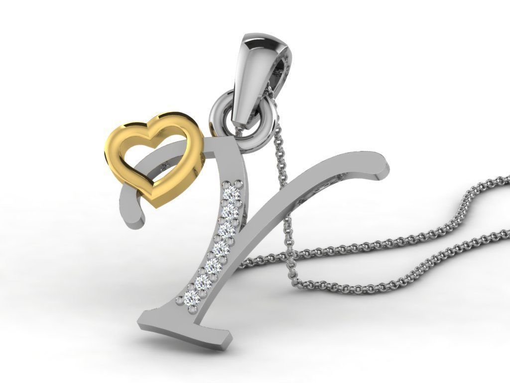 Pendants Collection letter e pendant with diamonds 3D print model_61