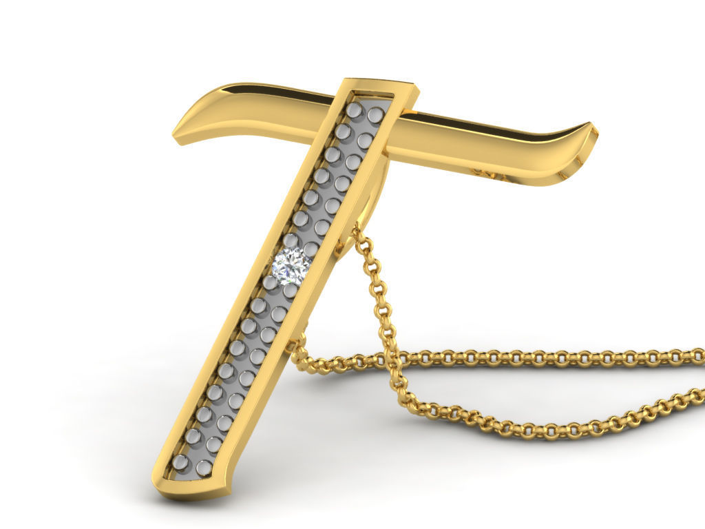 Pendants Collection letter e pendant with diamonds 3D print model_29
