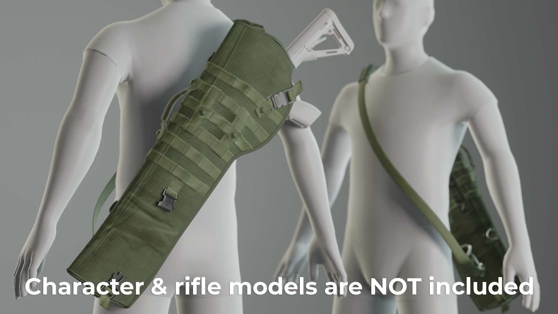 Rifle scabbard Holster Bag Low-poly 3D model_3