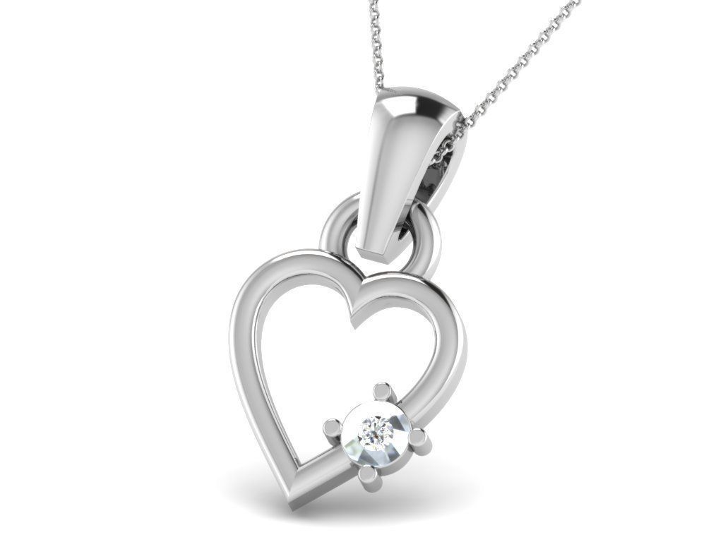 Pendants Collection diamond heart pendant gold 3D print model_10