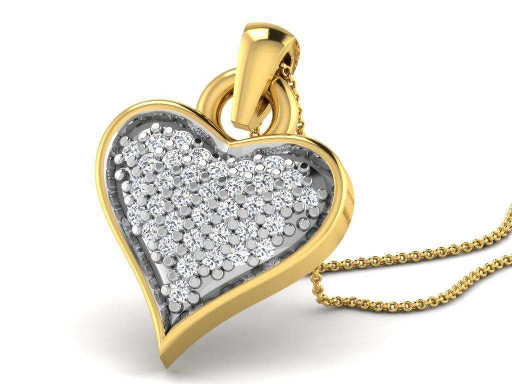 Pendants Collection diamond heart pendant gold 3D print model_23
