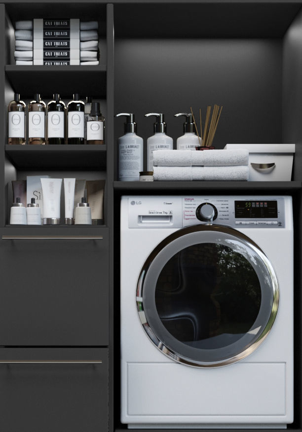 Large laundry room with appliances and cosmetics 3D model_4