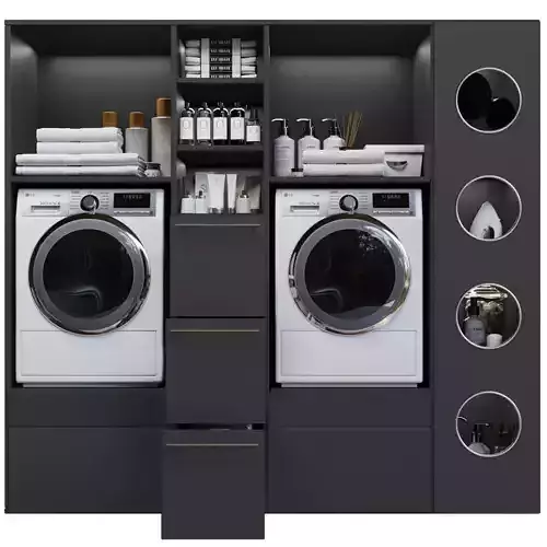 Large laundry room with appliances and cosmetics 3D model