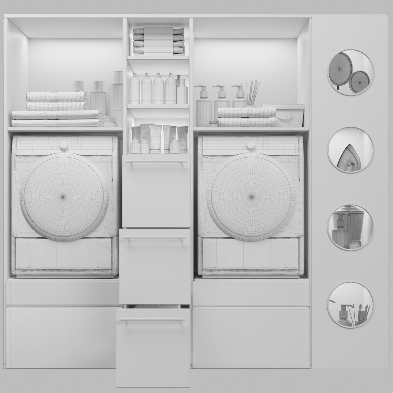 Large laundry room with appliances and cosmetics 3D model_2