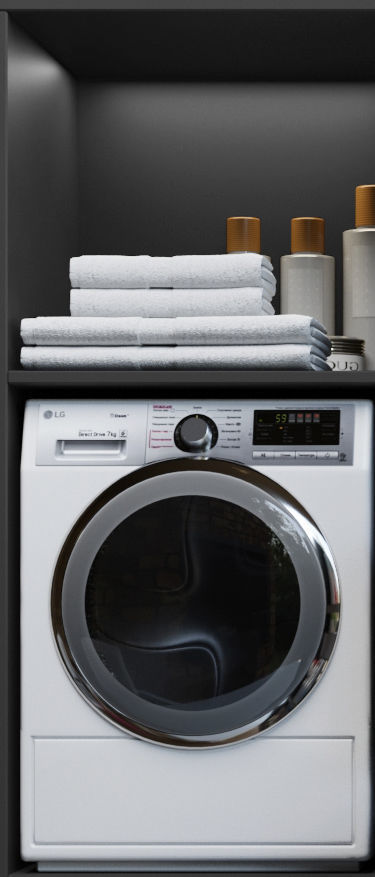 Large laundry room with appliances and cosmetics 3D model_3