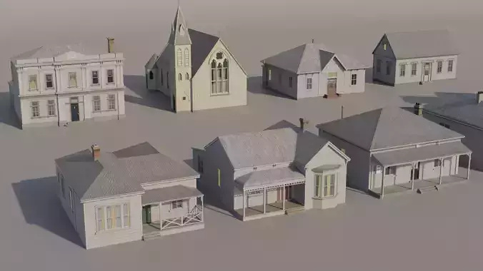Victorian Houses Pack Low-poly 3D model