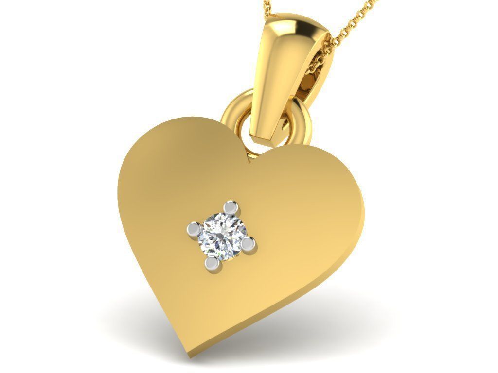 Pendants Collection gold heart pendant with two diamonds 3D print model_16