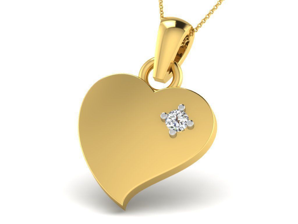 Pendants Collection gold heart pendant with two diamonds 3D print model_24