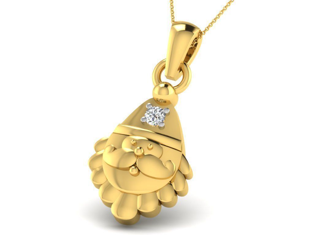 Pendants Collection gold heart pendant with two diamonds 3D print model_19