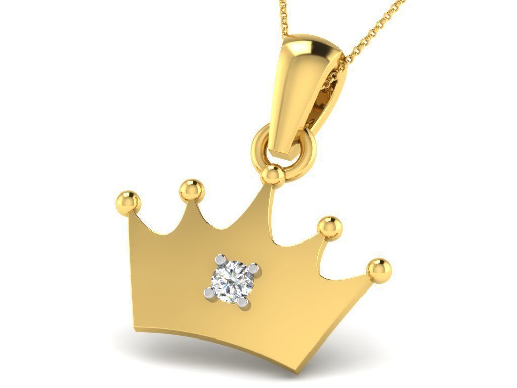 Pendants Collection gold heart pendant with two diamonds 3D print model_12