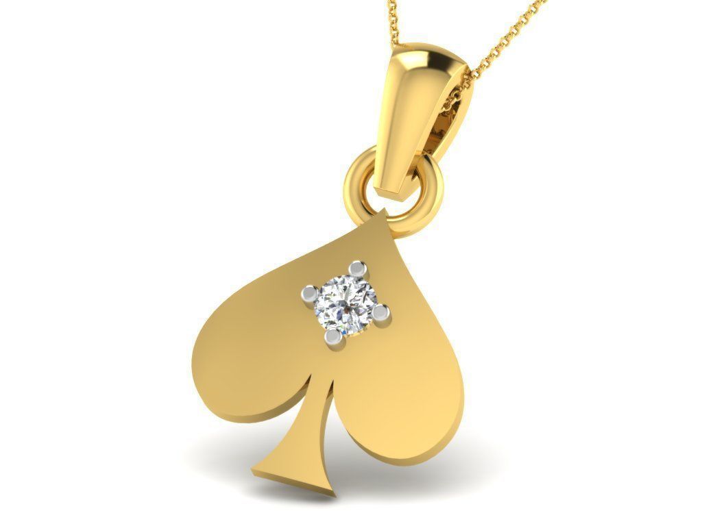 Pendants Collection gold heart pendant with two diamonds 3D print model_18