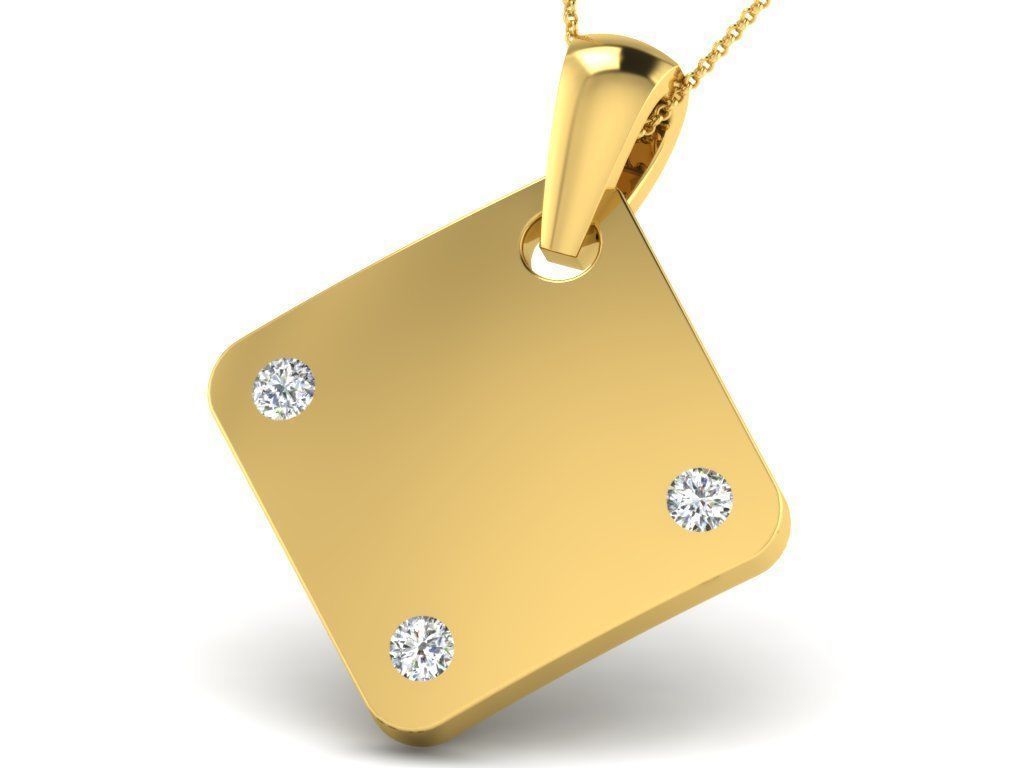 Pendants Collection gold heart pendant with two diamonds 3D print model_7