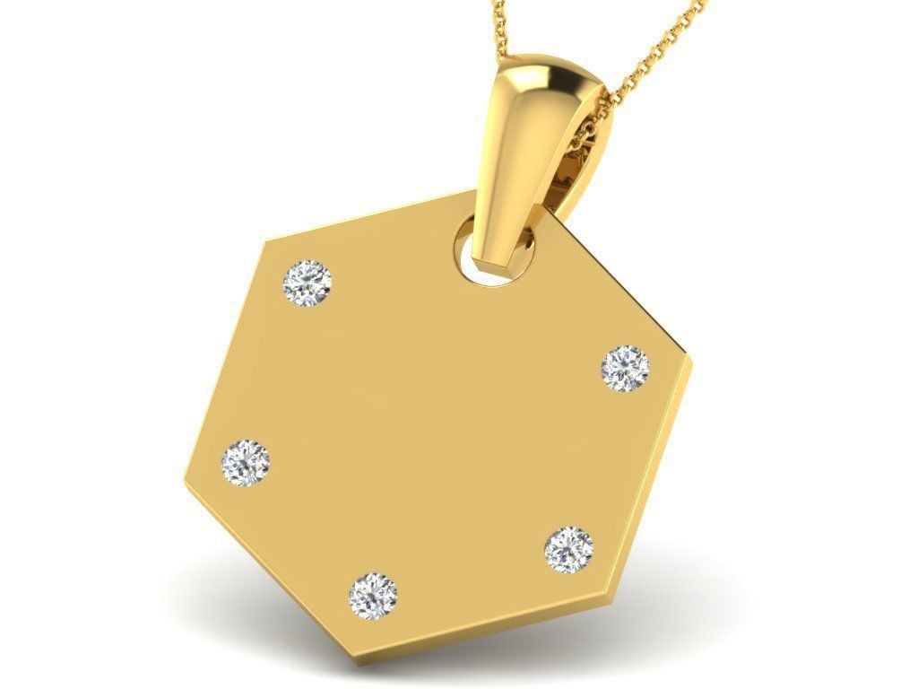 Pendants Collection gold heart pendant with two diamonds 3D print model_6