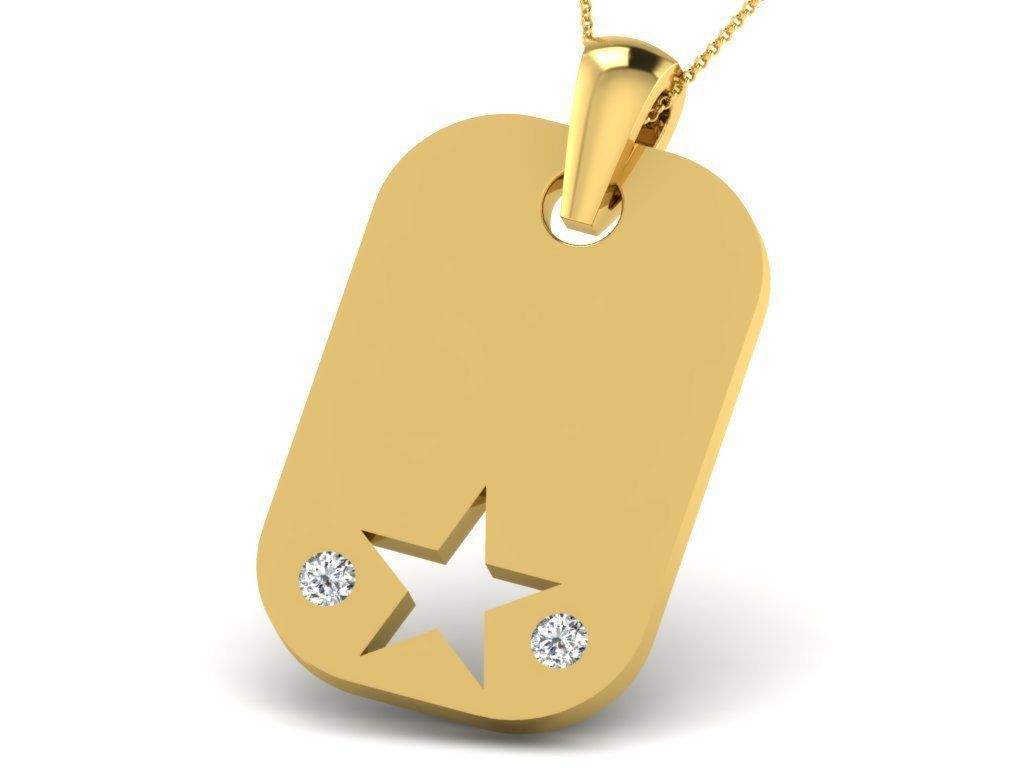 Pendants Collection gold heart pendant with two diamonds 3D print model_3