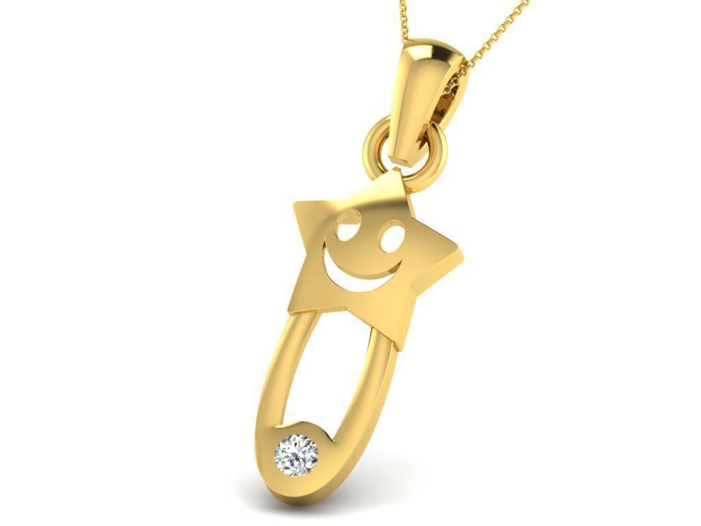 Pendants Collection gold heart pendant with two diamonds 3D print model_28