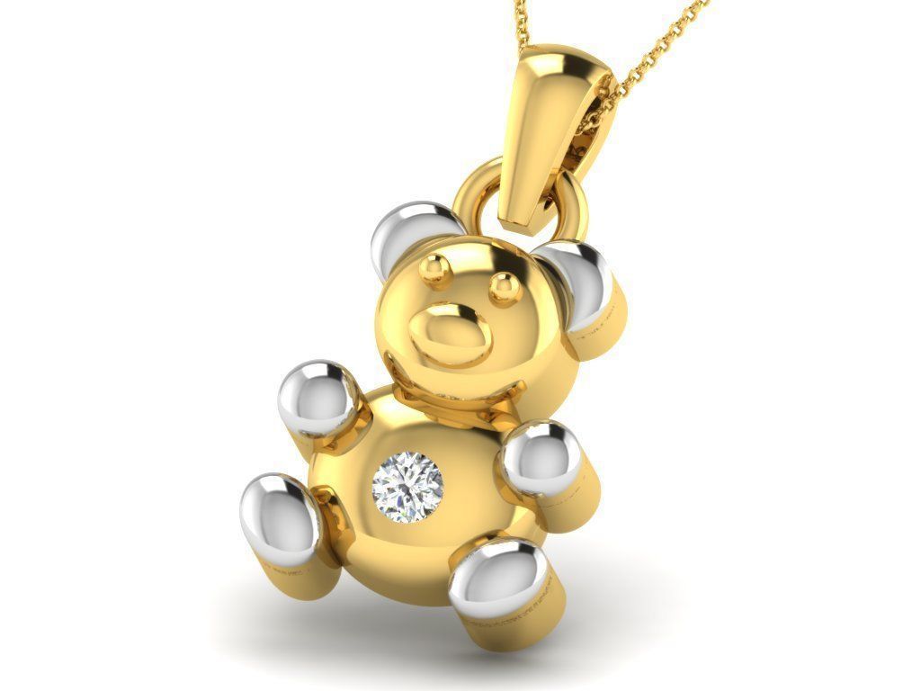 Pendants Collection gold heart pendant with two diamonds 3D print model_15