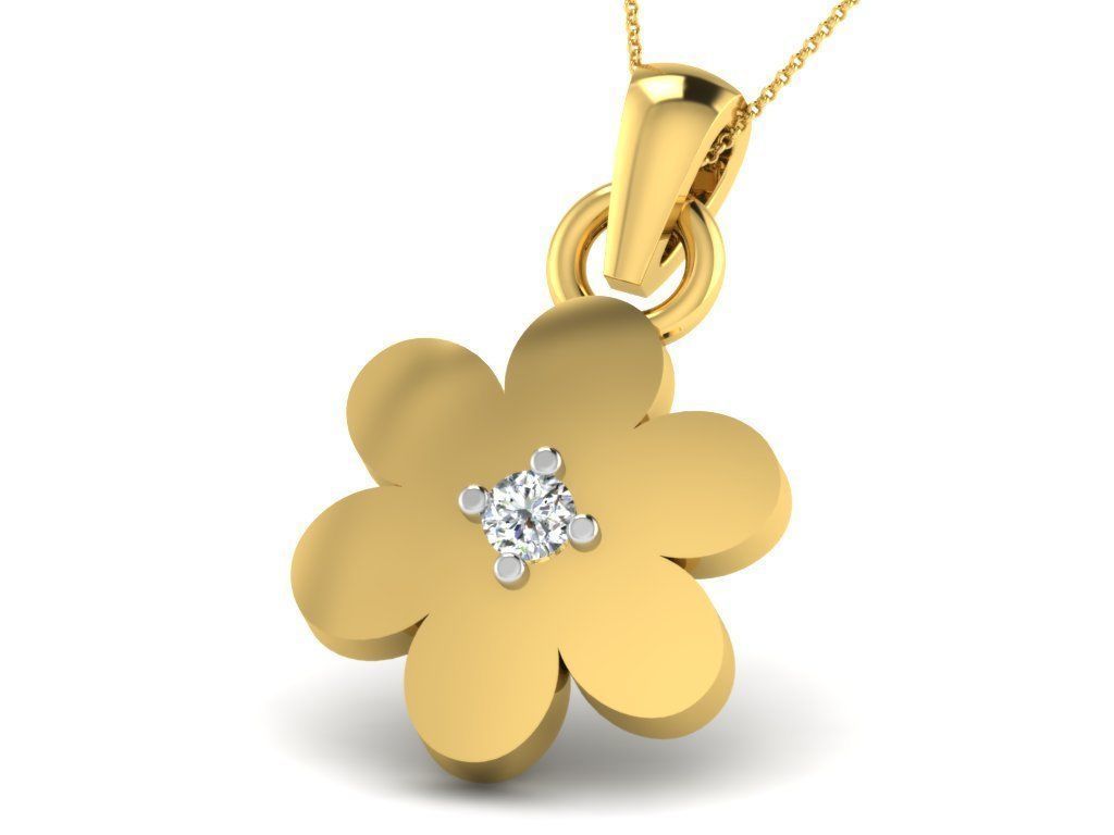 Pendants Collection gold heart pendant with two diamonds 3D print model_25