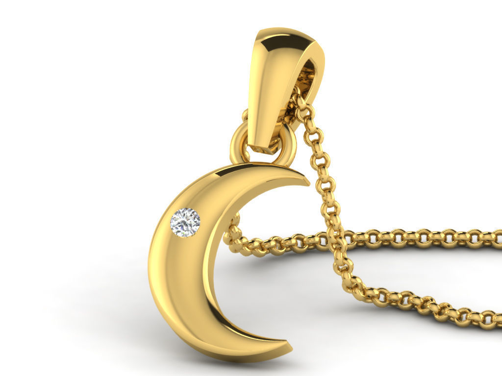 Pendants Collection gold heart pendant with two diamonds 3D print model_14