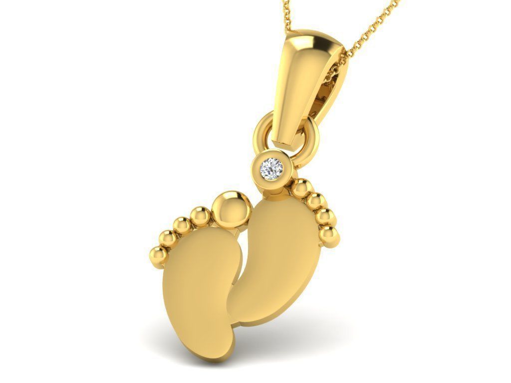 Pendants Collection gold heart pendant with two diamonds 3D print model_29