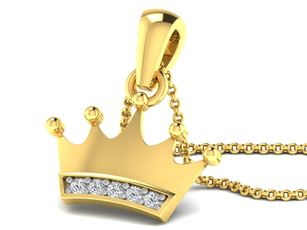 Pendants Collection gold heart pendant with two diamonds 3D print model_17