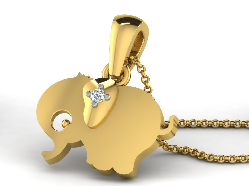 Pendants Collection gold heart pendant with two diamonds 3D print model_21