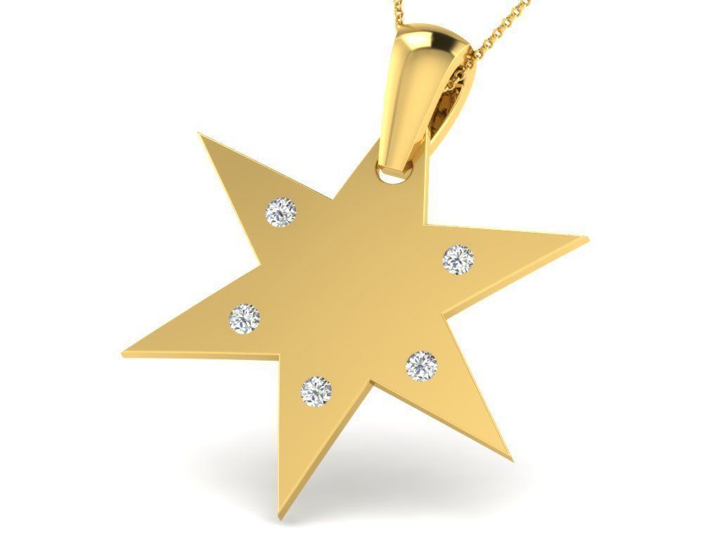 Pendants Collection gold heart pendant with two diamonds 3D print model_10