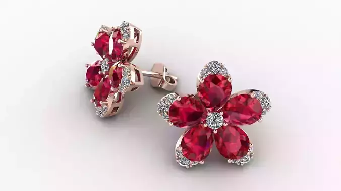 EPY-005 pair of rose gold stud earrings with stones