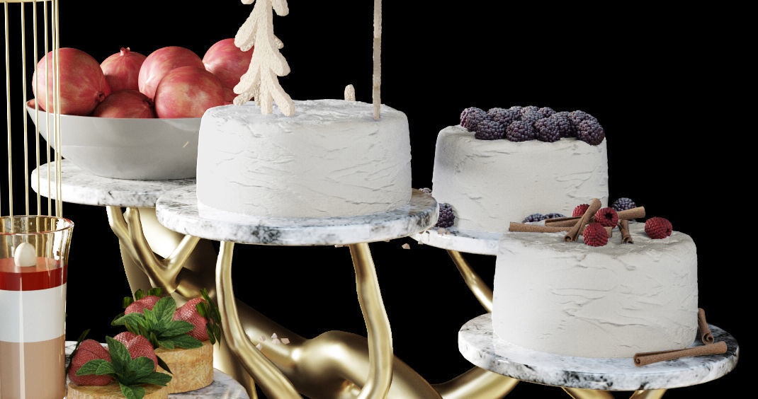 Set of cakes and chocolate desserts 3D model_3