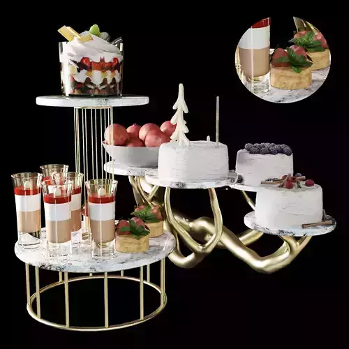 Set of cakes and chocolate desserts