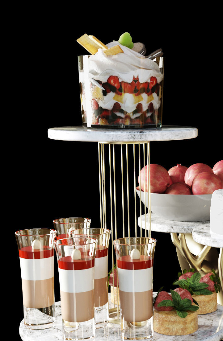 Set of cakes and chocolate desserts 3D model_2