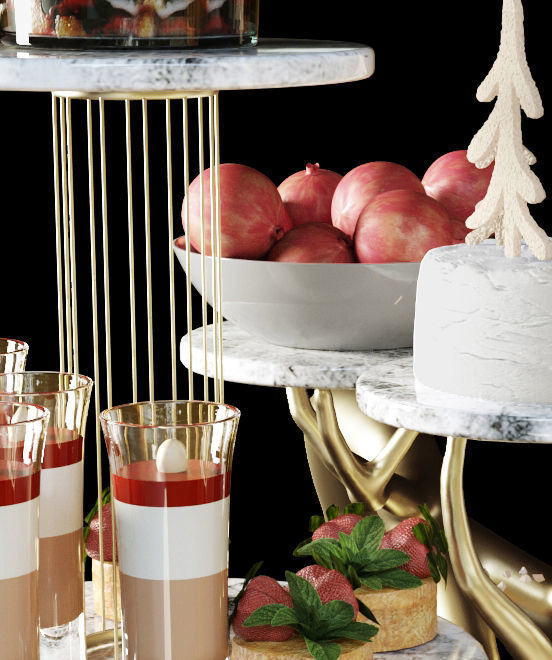 Set of cakes and chocolate desserts 3D model_4