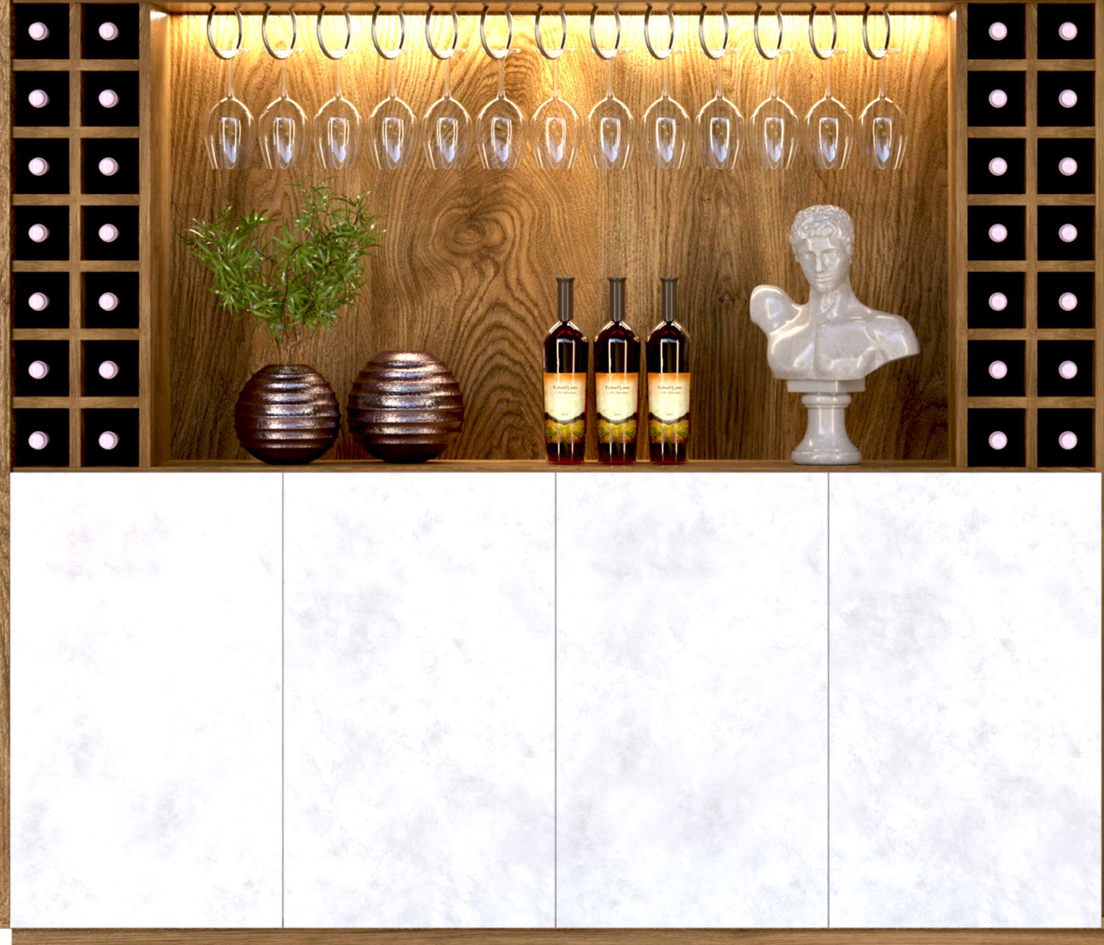 Wardrobe with decor and alcohol 2 3D model_4