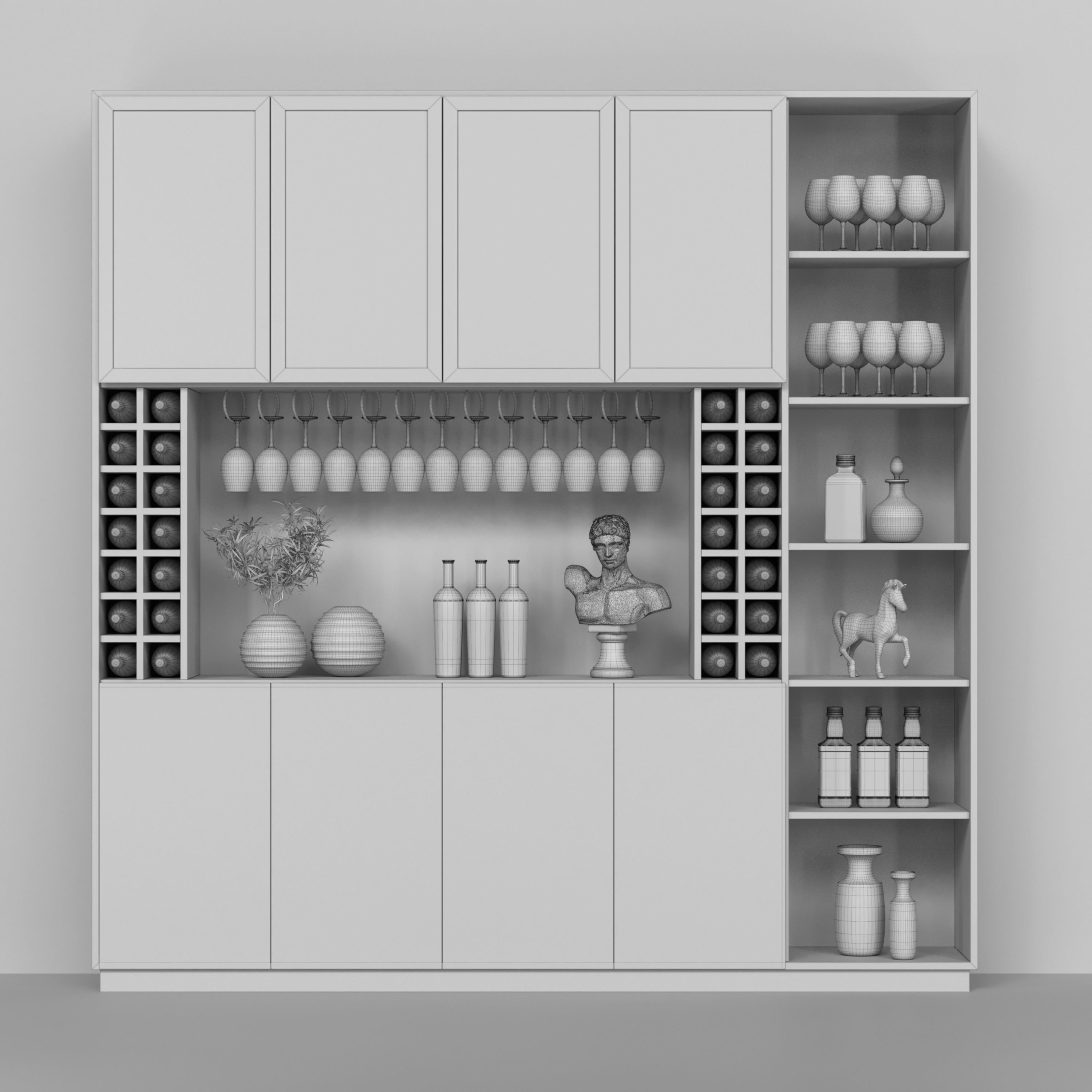 Wardrobe with decor and alcohol 2 3D model_1